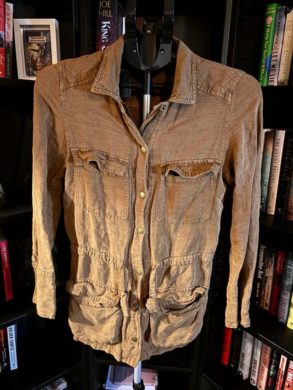Earthy brown linen utility jacket